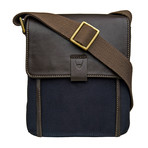 Aiden Canvas + Leather Small Crossbody // Navy Blue