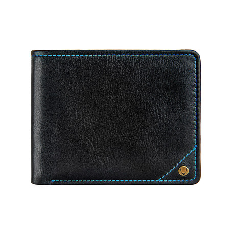 Angle Stitch RFID Blocking Leather Slim Wallet // Bifold // Black