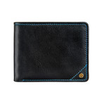 Angle Stitch RFID Blocking Leather Slim Wallet // Bifold // Black