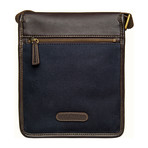 Aiden Canvas + Leather Small Crossbody // Navy Blue