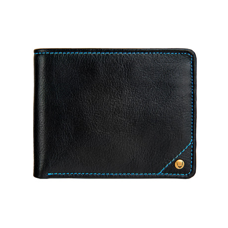 Angle Stitch RFID Blocking Leather Slim Wallet // Trifold // Black