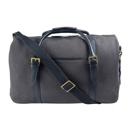 Charles Leather Duffle (Black Canvas)