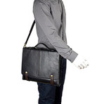 Eton Leather Laptop Briefcase (Black)