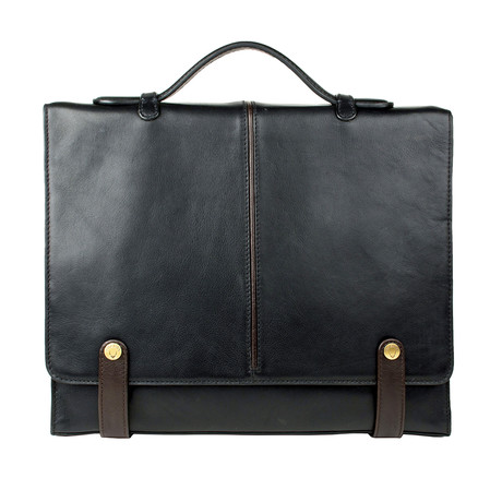 Eton Leather Laptop Briefcase (Black)