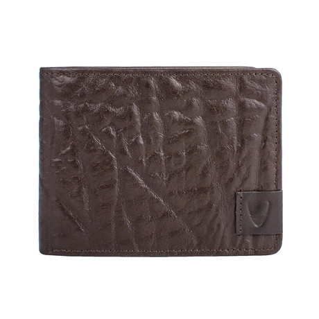 Elephant Printed RFID Blocking Leather Wallet // Bifold // Brown