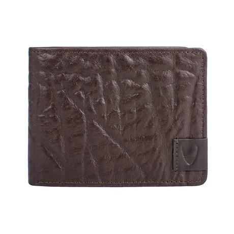 Elephant Printed RFID Blocking Leather Wallet // Trifold // Brown