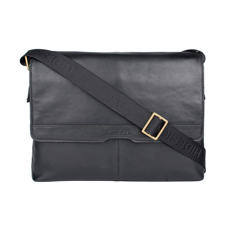 Helvellyn Leather Laptop Messenger (Black)