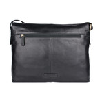 Helvellyn Leather Laptop Messenger (Black)