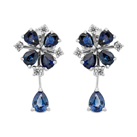 Stefan Hafner 18k White Gold Diamond + Sapphire Earrings I