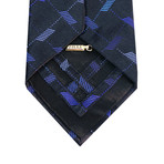 Geometric Rectangle Silk Tie // Black + Blue