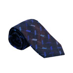 Geometric Rectangle Silk Tie // Black + Blue