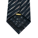 Iridescent Alternating Polka Dot Silk Tie // Silver + Black