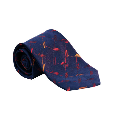 Geometric Rectangle Silk Tie // Blue + Red