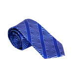 Striped Abstract Silk Tie // Blue