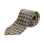 Matrix Geometric Silk Tie // Navy + Gold