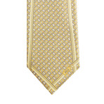 Stripped Boxed Rectangle Silk Tie // Gold