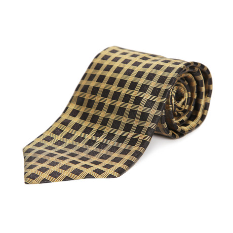 Boxed Striped Silk Tie // Chocolate + Gold