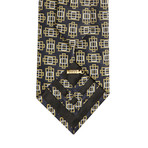 Matrix Geometric Silk Tie // Navy + Gold