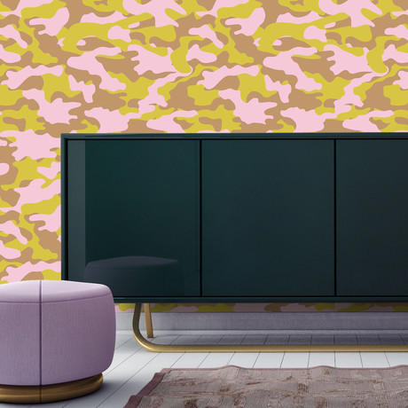 Cynthia Rowley // Glammo Pink, Lemon + Gold // Self-Adhesive Wallpaper