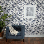 Distressed Floral // Ivory + Navy // Self-Adhesive Wallpaper