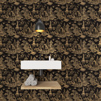 Genevieve Gorder // New York Toile // Black + Metallic Gold // Self-Adhesive Wallpaper