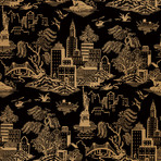 Genevieve Gorder // New York Toile // Black + Metallic Gold // Self-Adhesive Wallpaper