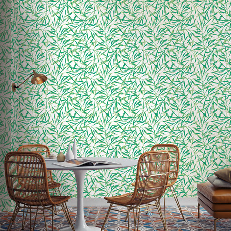 Watercolor Leaves // Jade // Self-Adhesive Wallpaper