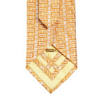 Boxed Silk Tie With Striped Detail // Gold