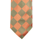 Checkered Zig Zag Silk Tie // Orange + Lime