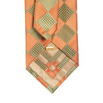 Checkered Zig Zag Silk Tie // Orange + Lime