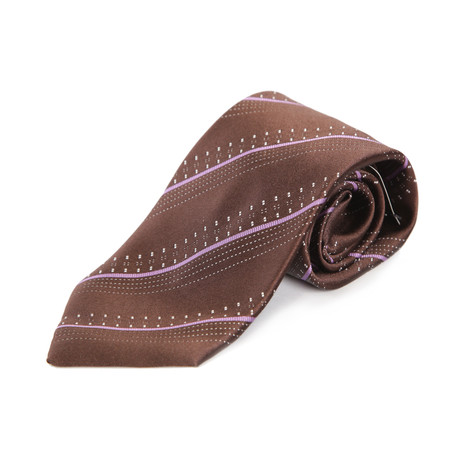 Dotted Striped Silk Tie // Brown + Purple