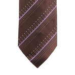 Dotted Striped Silk Tie // Brown + Purple