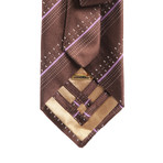 Dotted Striped Silk Tie // Brown + Purple