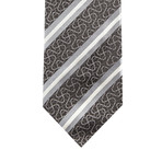 Striped Sanek Silk Tie // Black + Silver