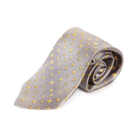 Floral Silk Tie // Silver + Gold