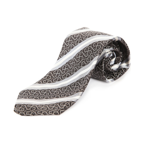 Striped Sanek Silk Tie // Black + Silver