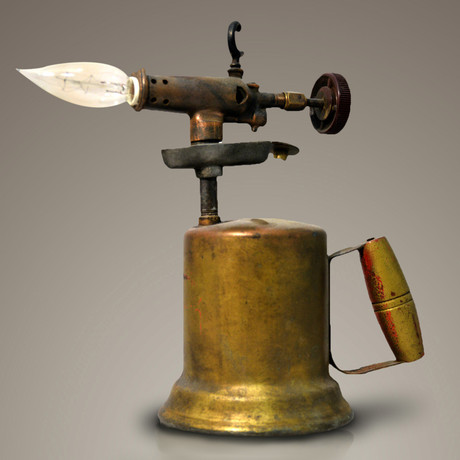 Steampunk Blow Torch Industrial Original Art // Custom Handmade Lamp