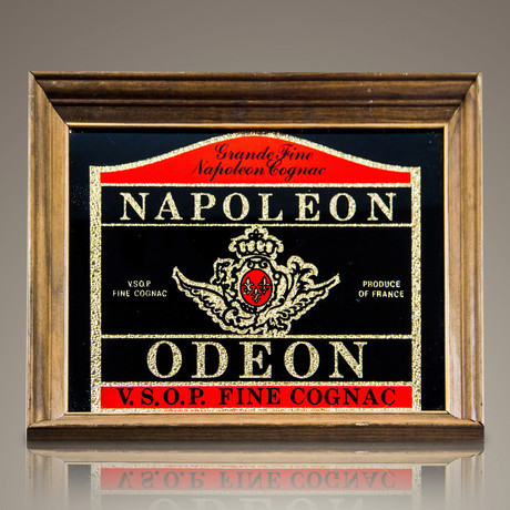 Napoleon Odeon V.S.O.P. Fine Cognac Original // Vintage Bar Mirror + Display