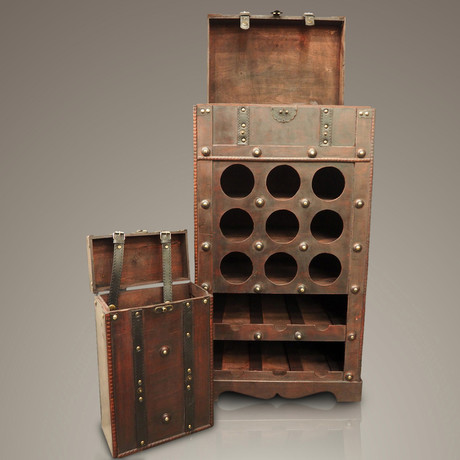 Wooden Wine Rack And Travel Luggage