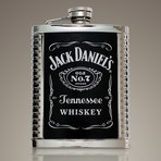 Jack Daniels Original Flask + 2 Shot Glasses // Stainless Steel