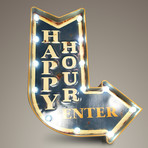 Mancave Happy Hour // Stamped Lighted Tin Sign