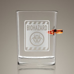 Real Bullet-Embedded Rock Glasses (Biohazard Etched)