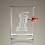 Real Bullet-Embedded Rock Glasses (Biohazard Etched)