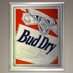 Budweiser - Bud Dry Beer Original // Vintage 1992 Bar Mirror + Display