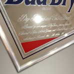 Budweiser - Bud Dry Beer Original // Vintage 1992 Bar Mirror + Display