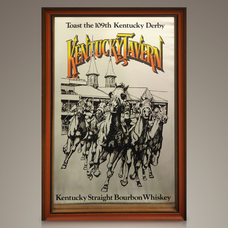 Kentucky Tavern - 109th Derby Straight Bourbon Whiskey Original // Vintage Bar Mirror + Display