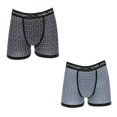 Helena Moisture Wicking Boxer Briefs // Black + Blue // Pack of 2 (S)