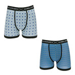 Tundra Moisture Wicking Boxer Briefs // Blue + White // Pack of 2 (L)