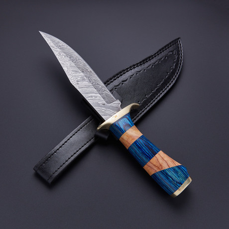 Fixed Blade Damascus Steel Bowie Knife // HB-0414