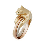 Vintage Cartier 18k Yellow Gold + 18k Rose Gold + 18k White Gold Trinity Panther Ring // Ring Size: 7